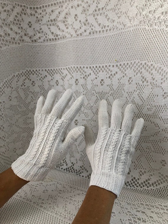 Gants Vintage Tricotés Femme Gants blanc en coton 