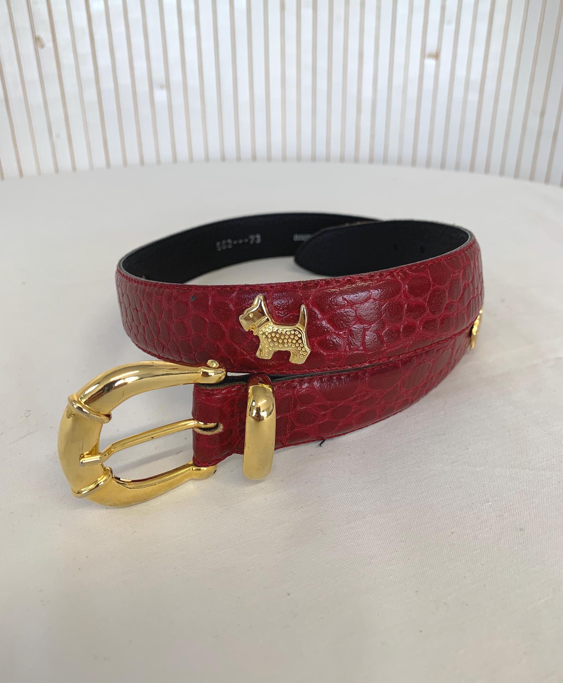 Vintage Scottish Terrier Belt in Red Leather With Skin Print  display picture 3
