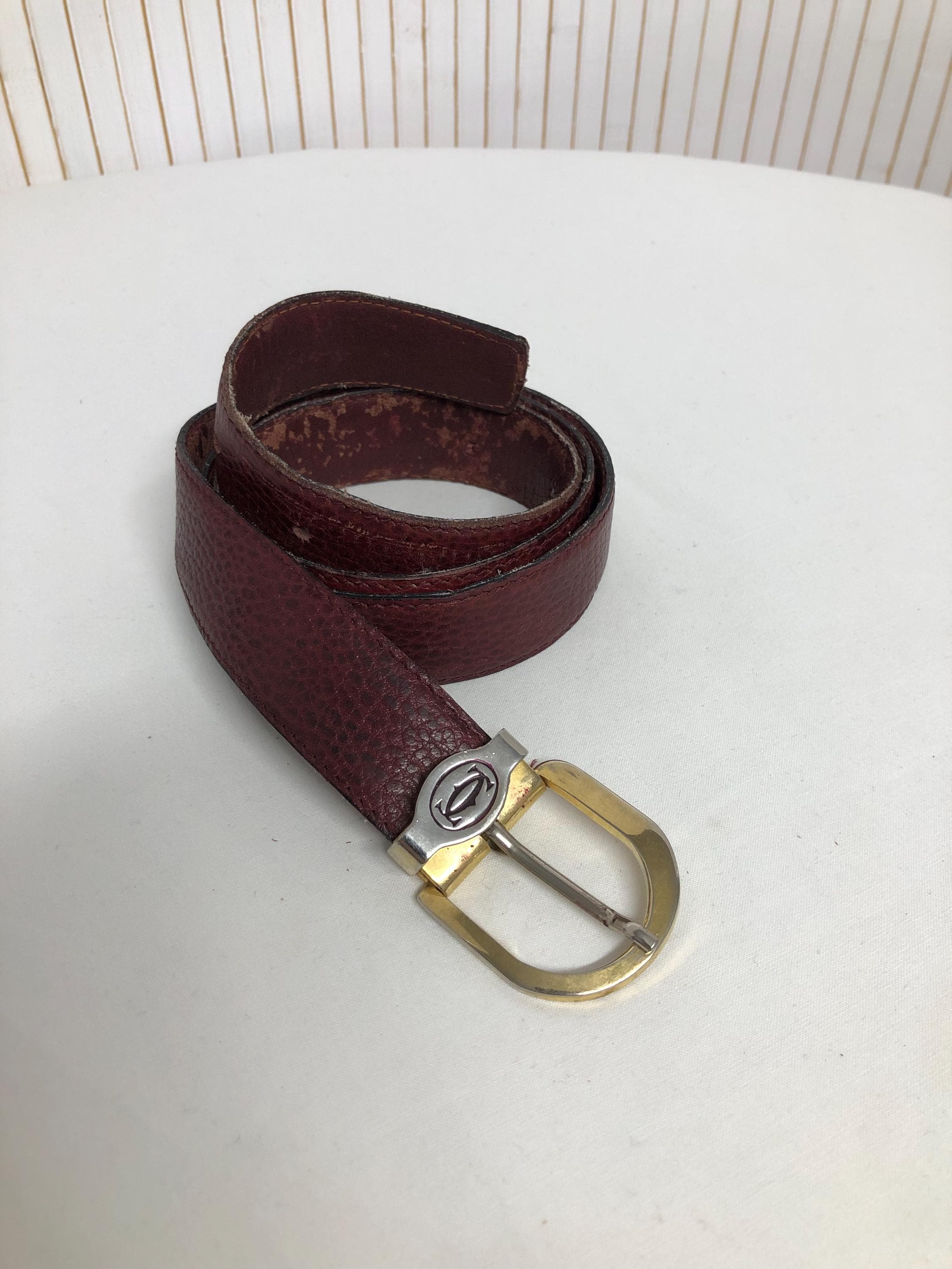 ヴィンテージ カルティエ ボルドー レザーベルト（男女兼用）美しい