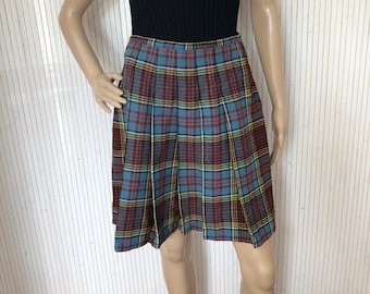 Jupe écossaise plissée Multicolore Vintage Femme Jupe taille 36/38 Jupe en laine à carreaux Jupe Tartan Jupe Plaid