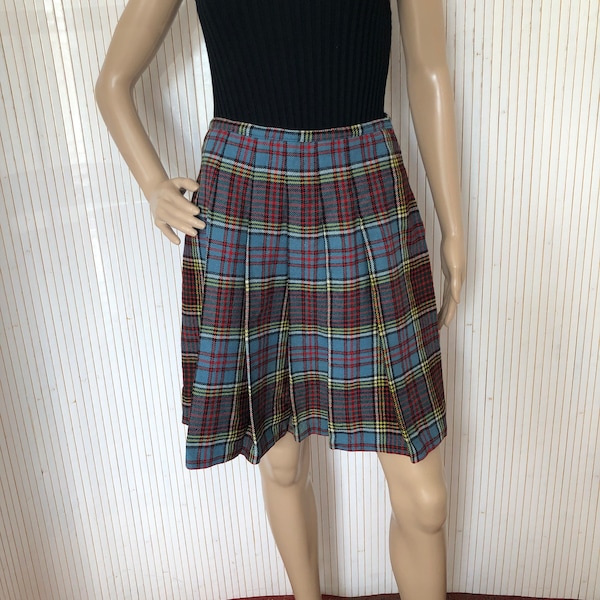 Jupe écossaise plissée Multicolore Vintage Femme Jupe taille 36/38 Jupe en laine à carreaux Jupe Tartan Jupe Plaid