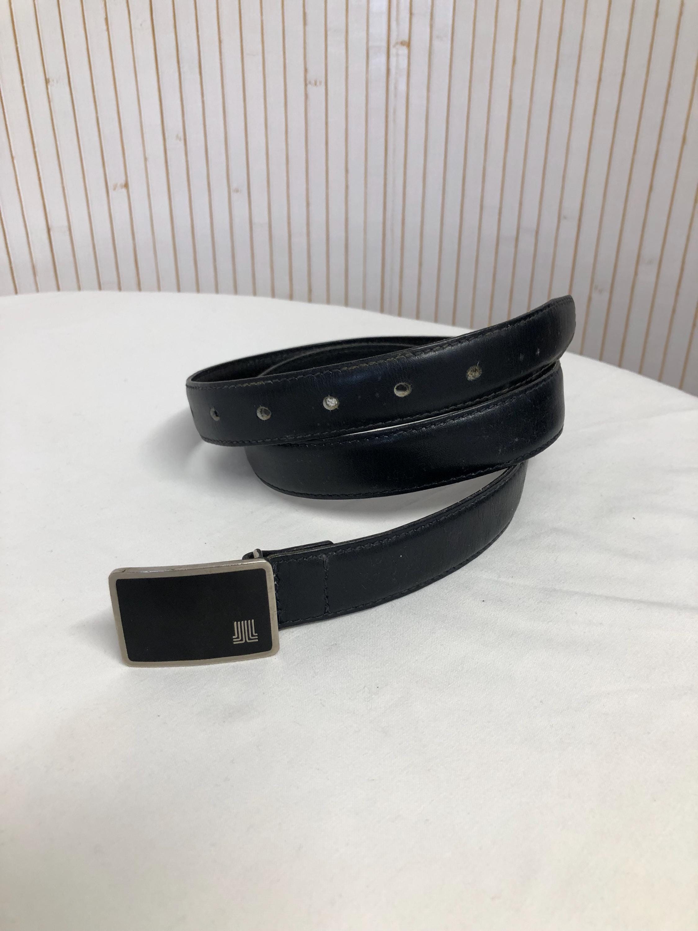 Lanvin Black Leather Men\'s Belt with Brushed Metal Buckle Men main image 4