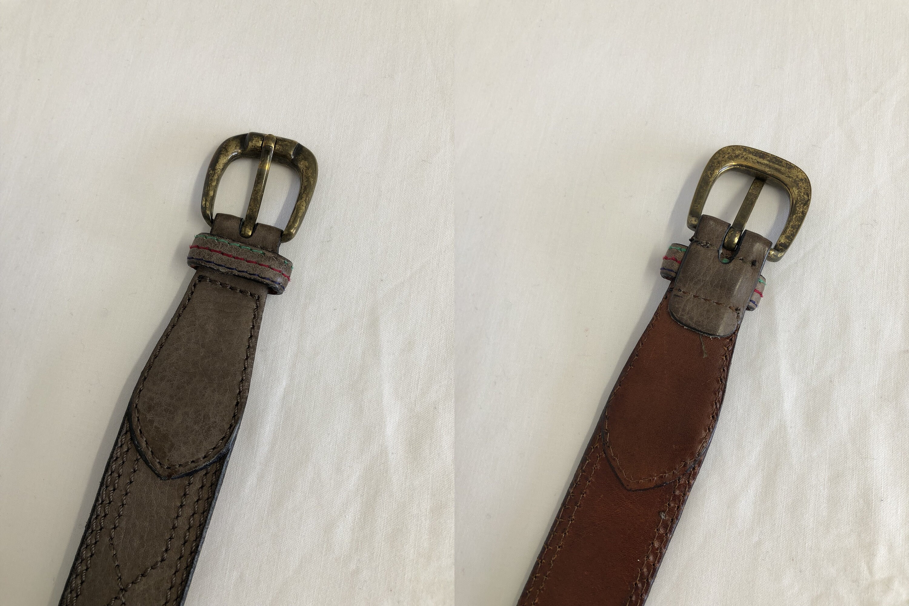Women’s Braided Vintage Rope/Checkered Belt(Size Medium) Vintage Brown Grey Leather Belt With Braided Rope  main image 3