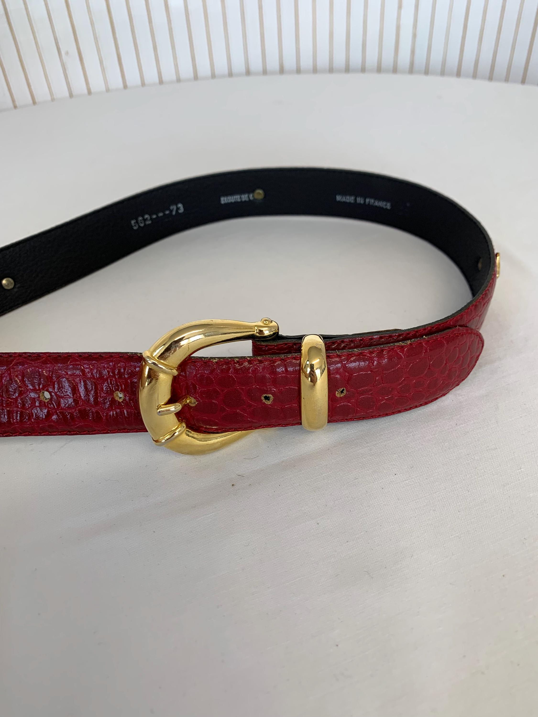 Vintage Scottish Terrier Belt in Red Leather With Skin Print  display picture 3