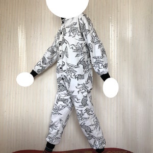 Jumpsuit in jaren 80-stijl, vintage damespyjama, jumpsuit met patroon, zwart-wit katoenen loungewear, originele maat S/M