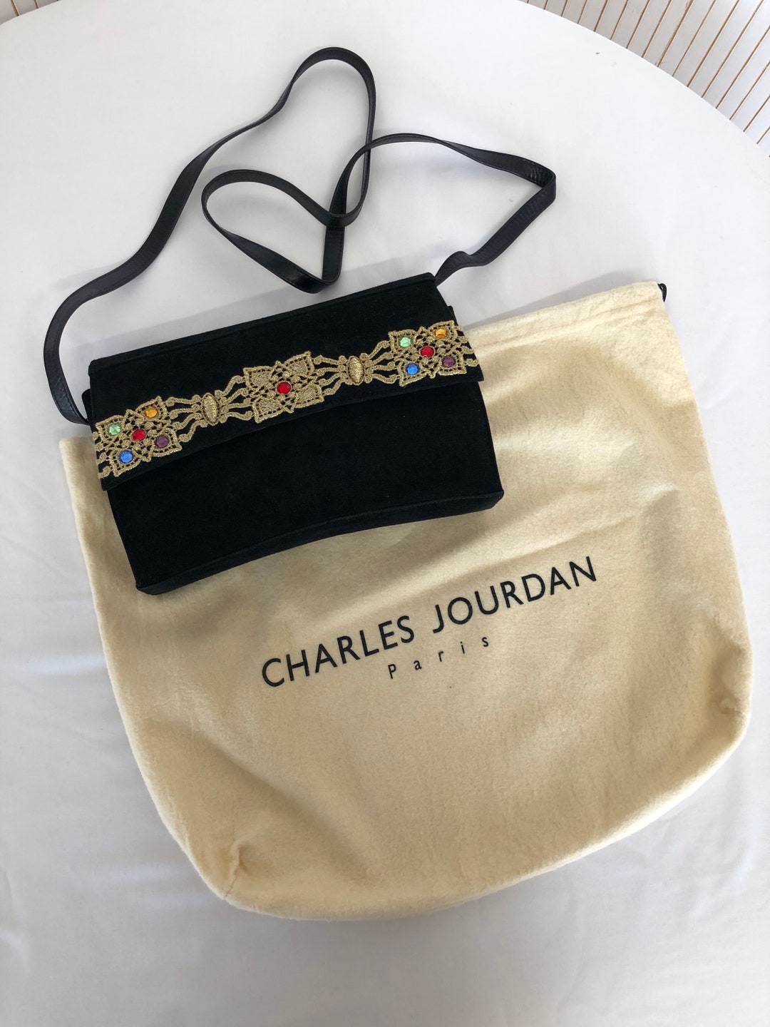 Petit Sac Pochette de soirée Vintage Charles Jourdan Sac Daim
