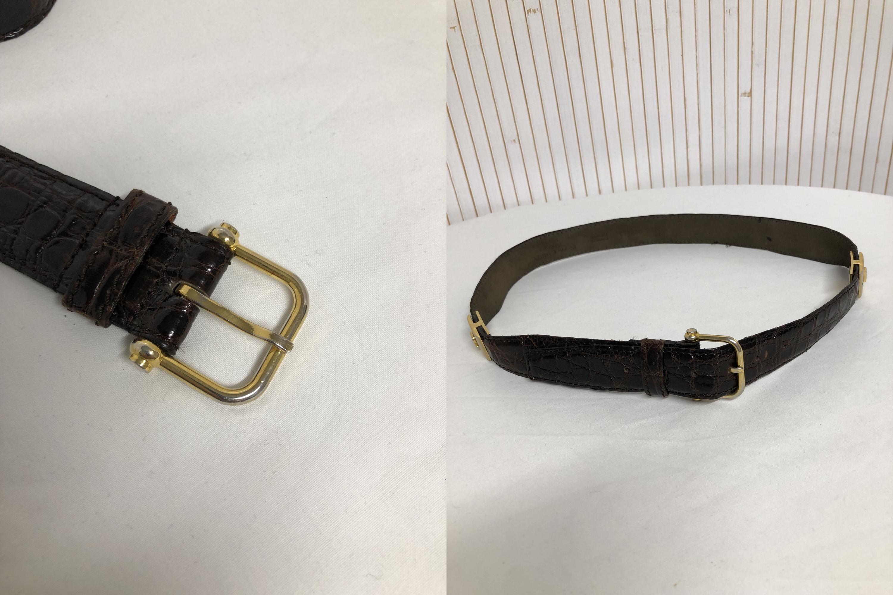 Pierre Cardin Paris New York Alligator Grain and Calf Cowhide Lined Leather Belt VINTAGE Pierre Cardin Paris New York Women Belt .75” Wide 38  main image 3