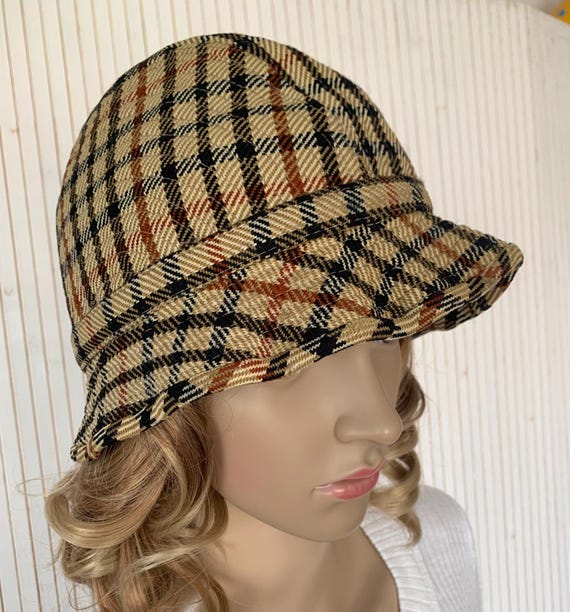English Hat Tartan Beige Bob Beret Velvet Vintage Women Daks  display picture 1