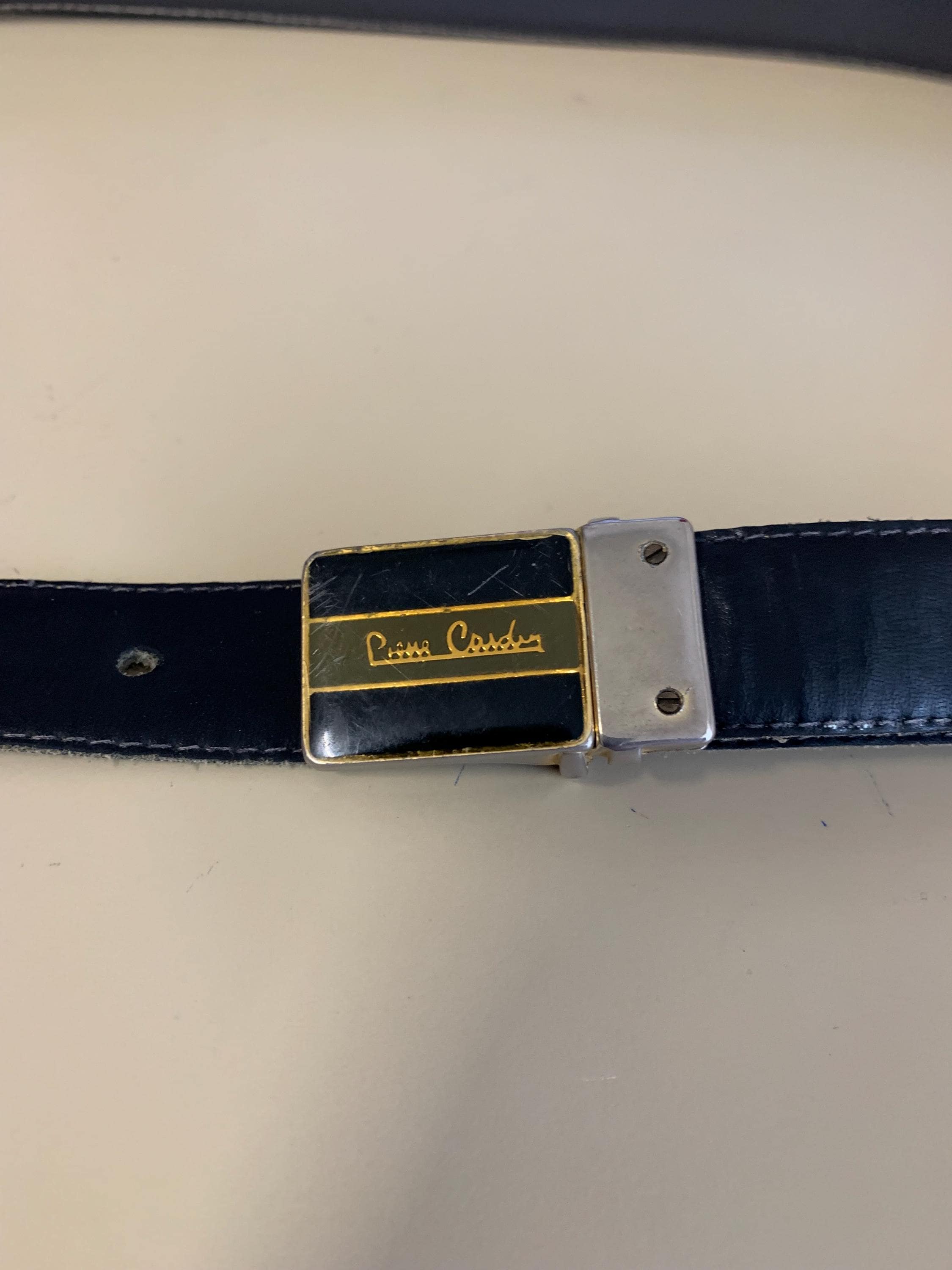 Pierre Cardin Vintage Reversible Belt 32 Burgundy Gray Gold Enamel Buckle Pierre Cardin Vintage Reversible Belt in Gray or Black  main image 2