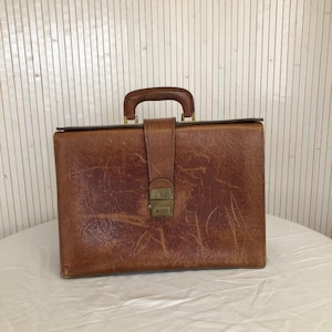 Sacoche Porte documents Vintage Cartable Unisexe Années 70 Sac en cuir marron Sacoche d'ordinateur Le Tanneur Made in France