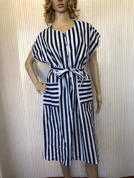 Robe Marinière en coton à rayures Vintage Femme Robe chemise sans