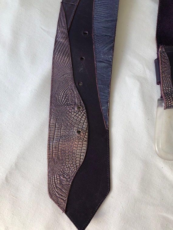 Ceinture Vintage Ventilo Femme, Cuir Rouge Brique Avec Dentelle, Taille 75 Cm