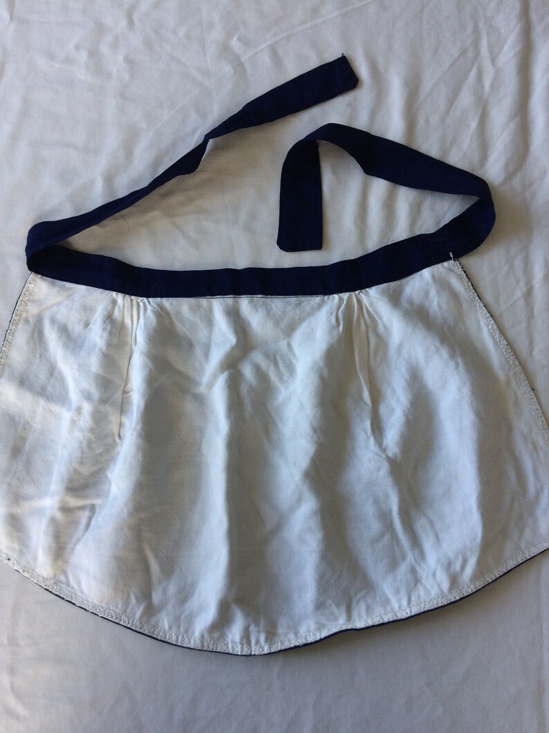 Vintage Half Apron for Women or Girls Navy Blue Embroidery Decor Etsy