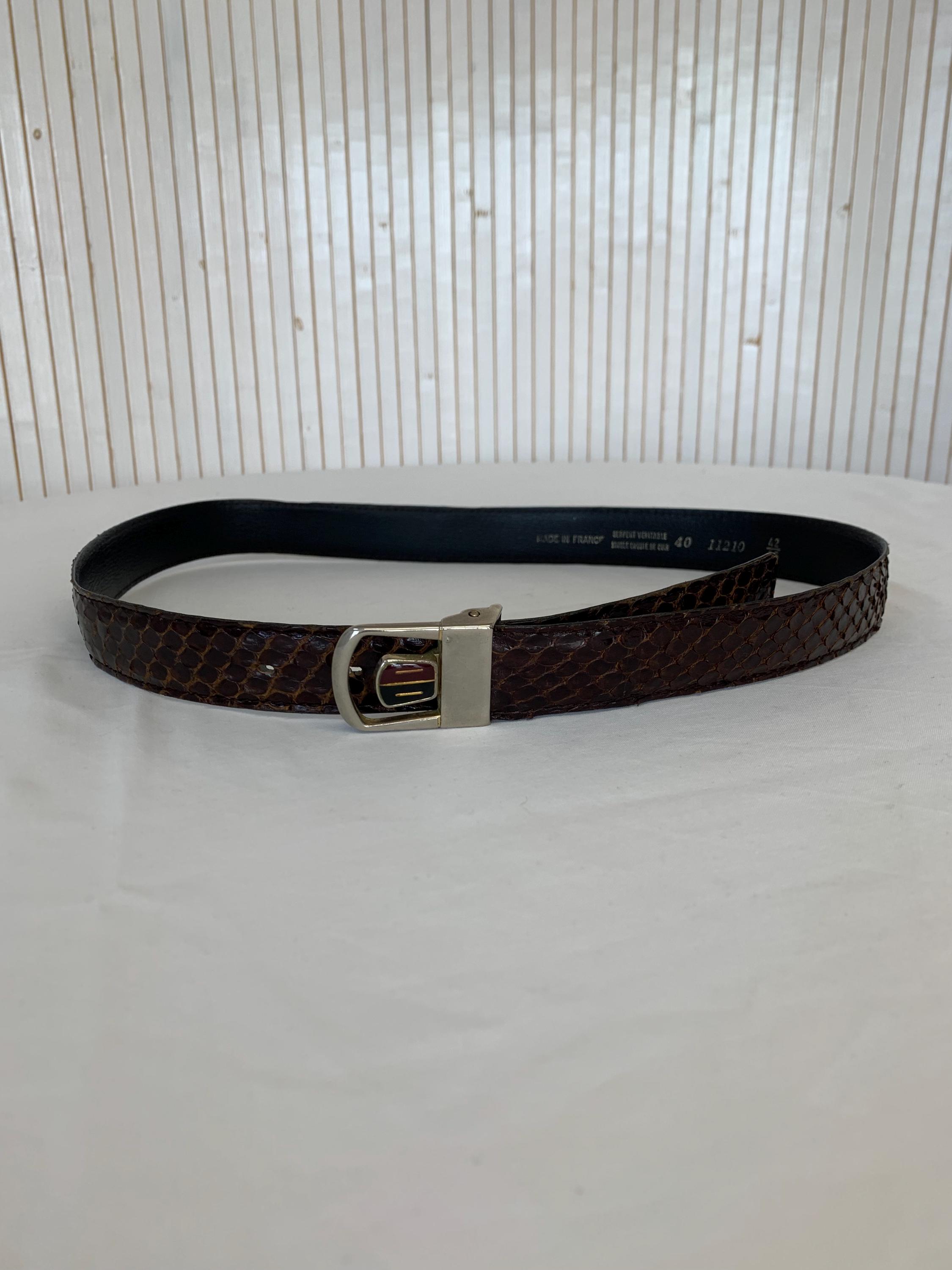 Vintage Genuine Snake Belt Brown Leather Belt Beautiful  display picture 1