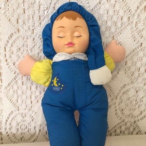 Reversible doll Vintage Rag doll Day & Night Pink and Blue 2 in 1 Soft toy Old Playskool Toy for baby Childhood memory image 2