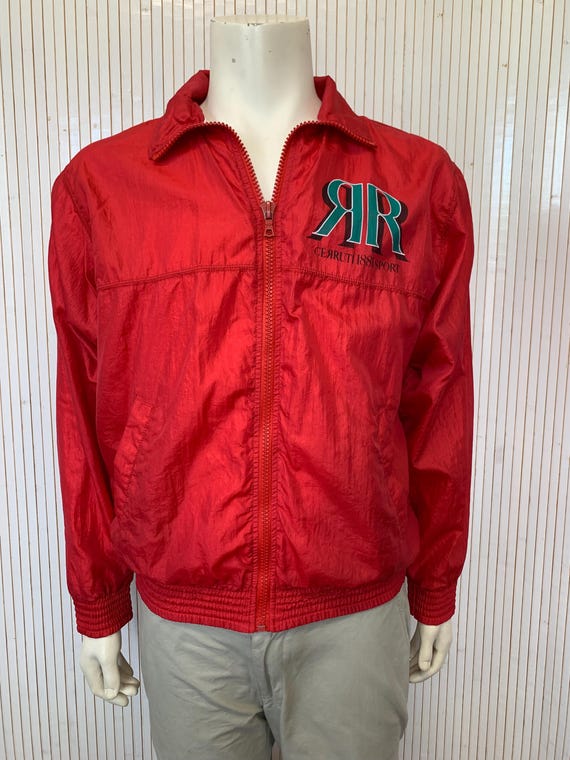 Veste de Survêtement Cerruti 1881 Sport Homme Rouge Vintage Sportswear détente années 80 Taille 48 ou M