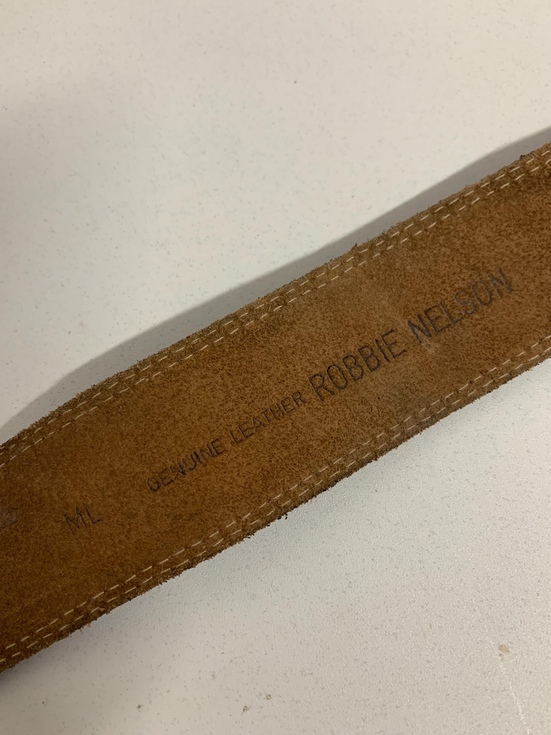 VTG Robbie Nelson Brown Leather Cowgirl Belt w/ Stone Silvertone Hardware Wide Vintage Women main image 3