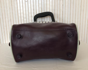 バッグ 90s Vintage Puma Leather Boston Bag Puma Boston Bag Bicolor Leather Red & Blue H9.8x15.3x6in Used