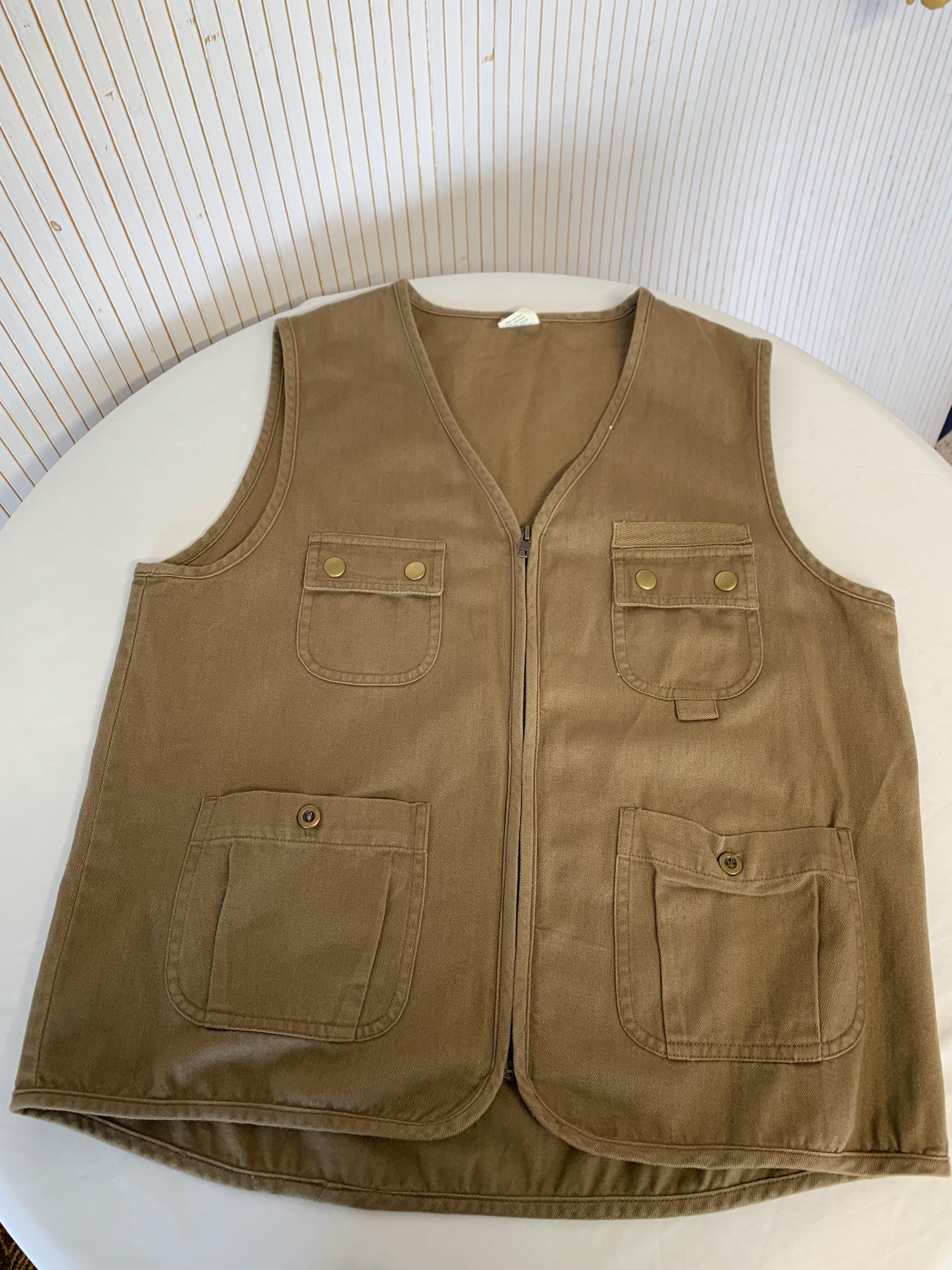 Gilet De Pêche Vintage Garcia Homme - Taille Unique Kaki Marron - Style Safari Utilitaire
