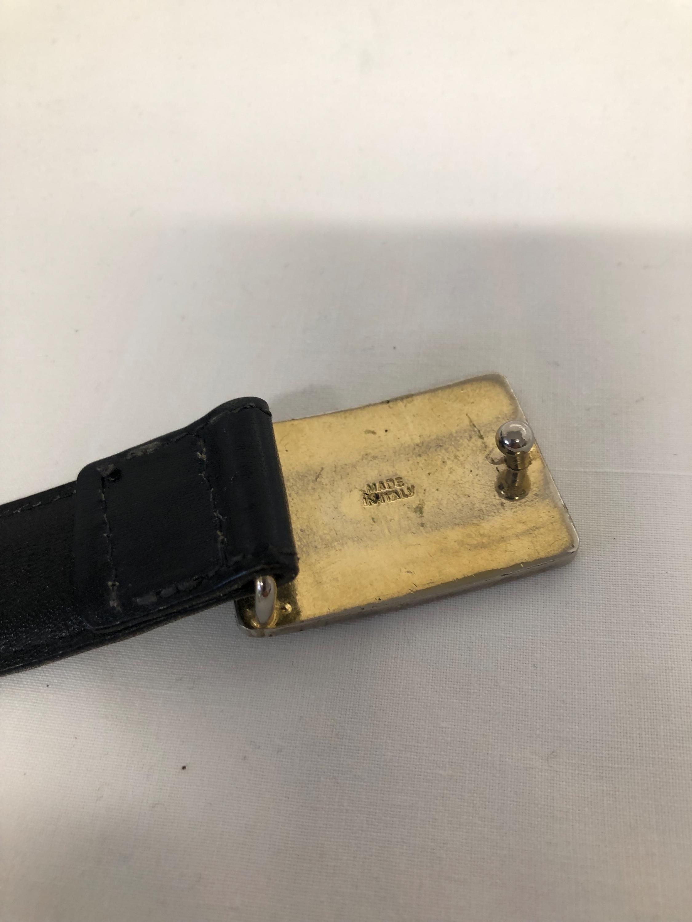 Vintage Lanvin Black Leather Belt for Men Beautiful Buckle  display picture 2