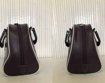 Mini Vintage Puma Bag Bordeaux and White Small Bowling Bag 90s