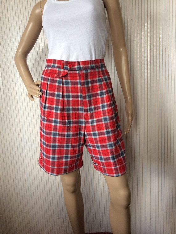 Le Coq Sportif Bermudas de tartan rojo vintage M Etsy Mexico