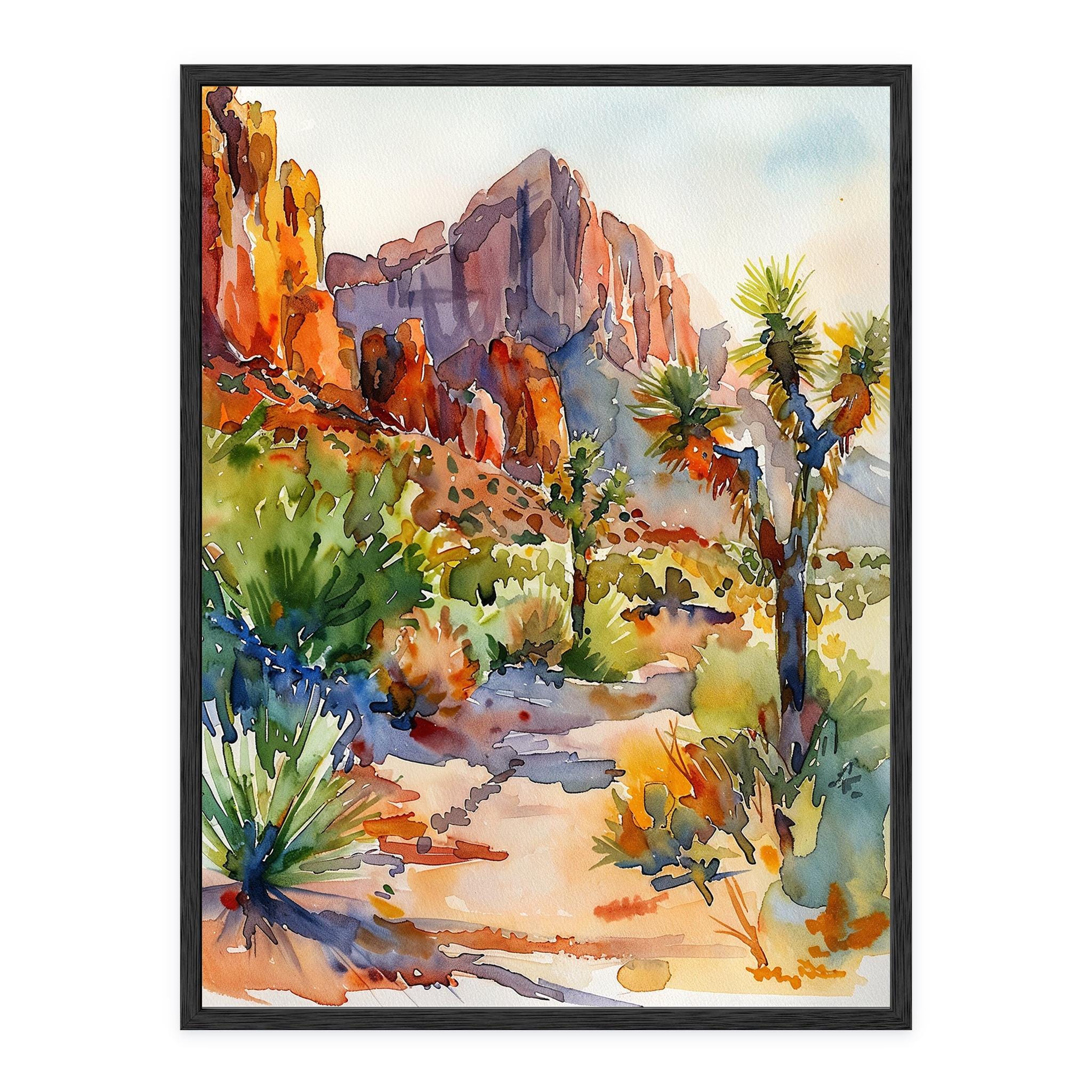 Joshua Tree Desert Watercolor Painting: California Landscape Wall Art ...
