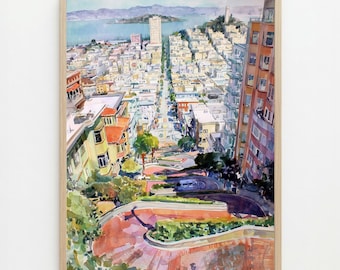 Lombard Street Watercolor Print: San Francisco Wall Art
