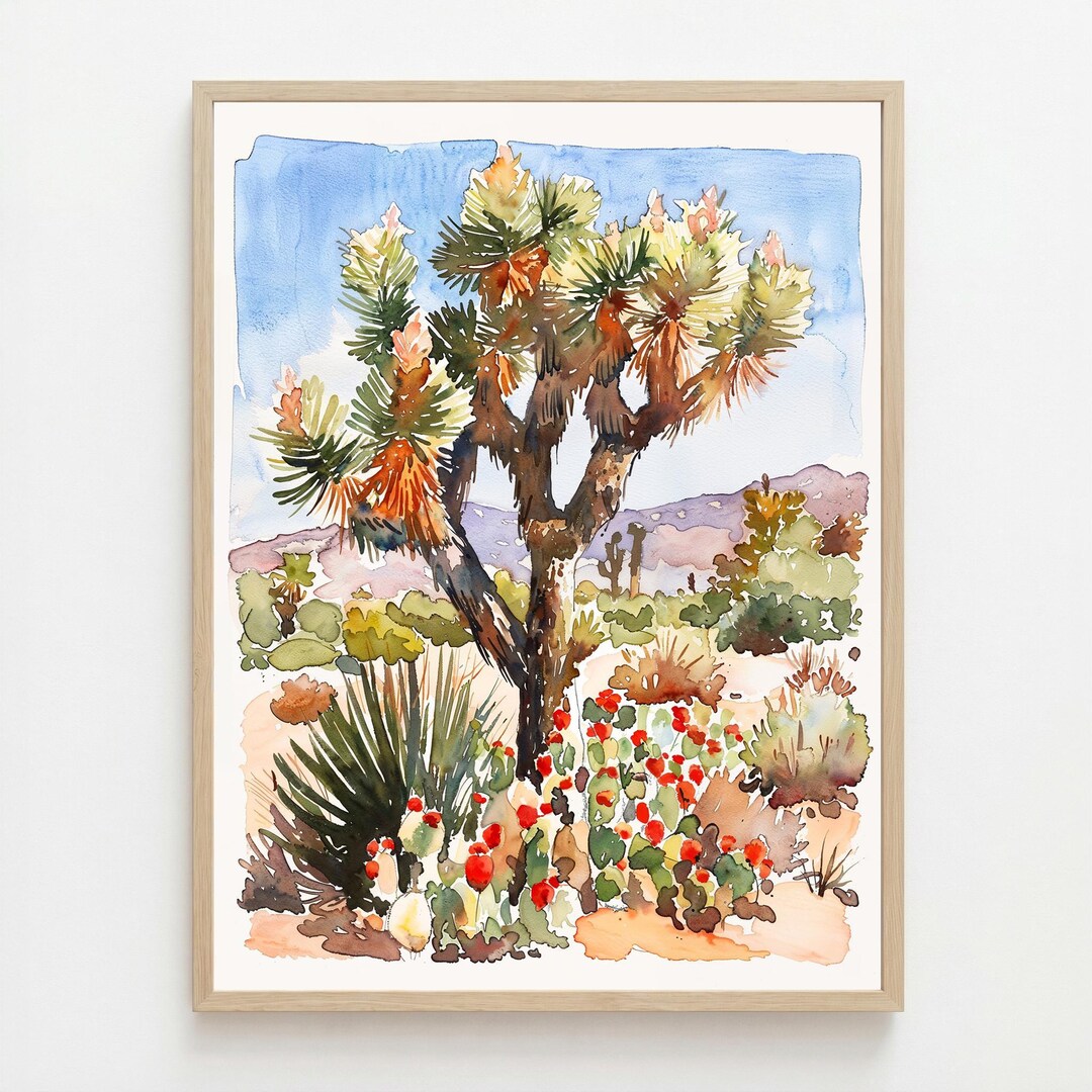 Joshua Tree Watercolor Print: California Desert Cactus Wall Art - Etsy