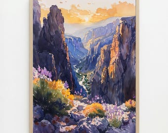 Black Canyon Watercolor Print: Colorado Gorge Wall Art