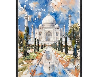 Taj Mahal Watercolor Print: Agra India Monument Wall Art