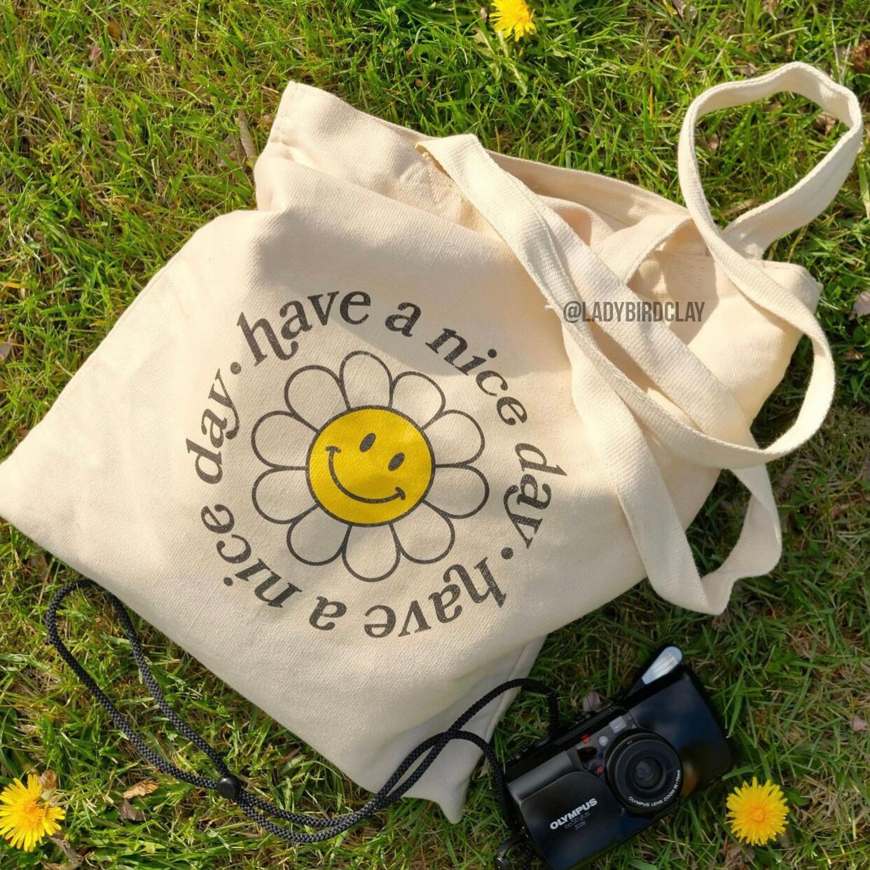 Have A Nice Day Cotton Tote Bag | Beach Bag, Shopping Bag, Birthday Present, Retro Aesthetic