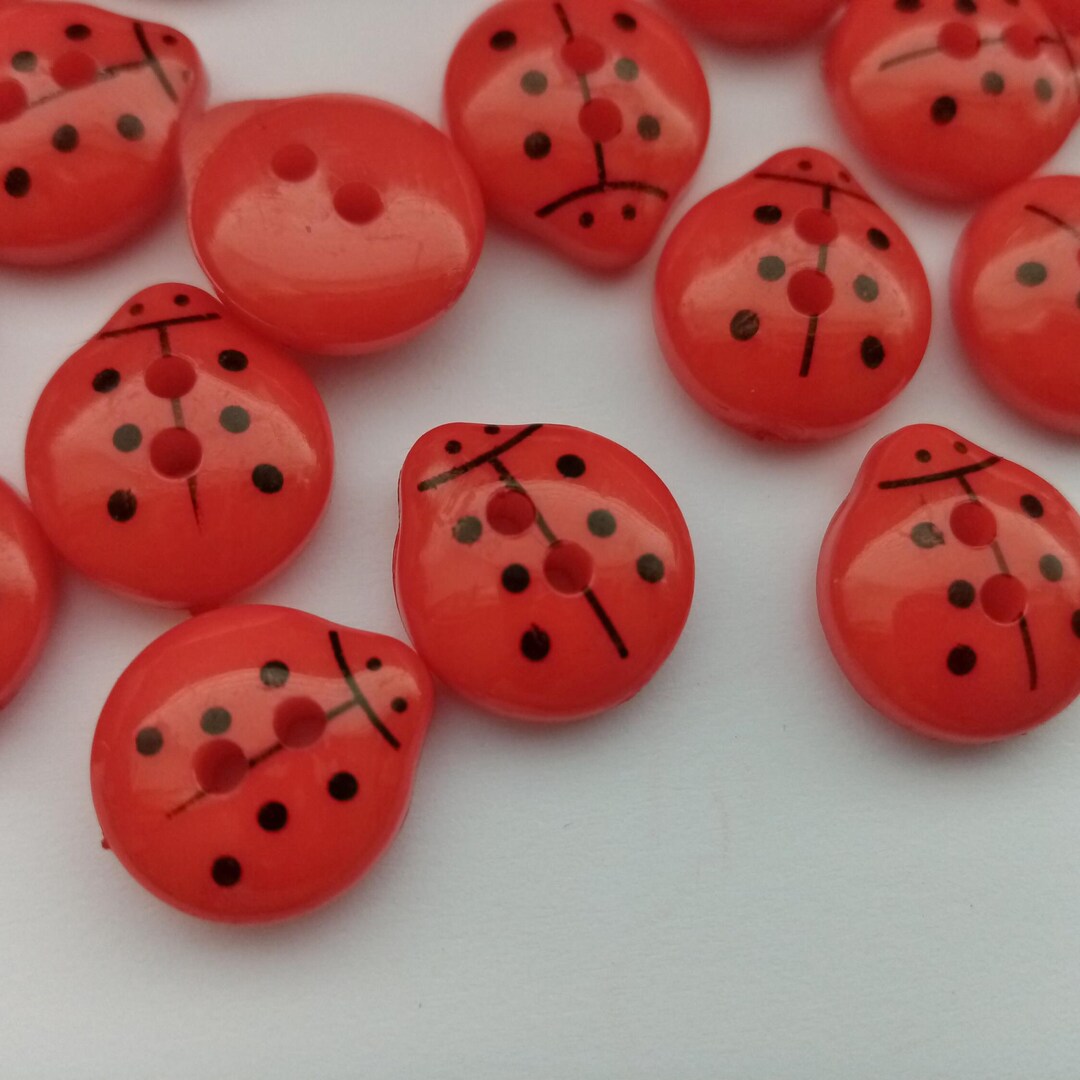 Red Ladybird Buttons 15mm 5/8in Resin Insect Ladybug Sewing Buttons for ...