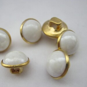 White Pearl Shank Buttons 10mm (3/8&quot;) Metal Gold Shank Faux Pearl Buttons with for Blouses, Knitwear, Bridal Wear, Costumes and Crafts
