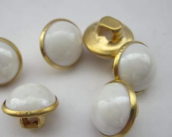 White Pearl Shank Buttons 10mm (3/8") Metal Gold Shank Faux Pearl Buttons with for Blouses, Knitwear, Bridal Wear, Costumes and Crafts