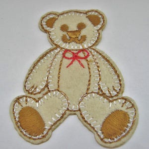 Brown Teddy Bear Patches Iron On Appliques or Sew On 6cm (2 1/4" inches) Embroidered Felt Patches for Baby Clothing Patches