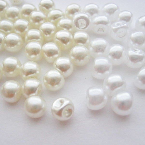 6mm Small Pearl Shank Buttons Ivory or White Pearls for Wedding Gowns Christening Gowns Baby Clothing Bridal Clothing Buttons