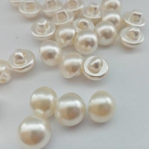 Ivory Pearl Shank Buttons 10mm (3/8&quot;) Mushroom Pearl Cream Buttons for Wedding Bridal Gowns or Communion Dresses