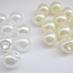 8mm White or Ivory Pearl Sewing Buttons (3/8&quot;) Sideways Shank Pearls for Wedding Gowns Christening Gowns Baby Clothing Bridal Buttons