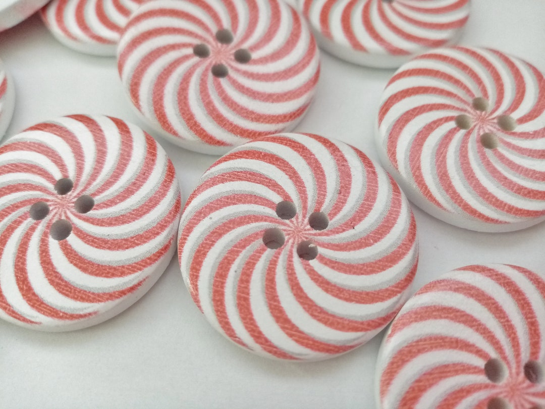 4 Large Pinwheel Sewing Buttons 30mm 1 1/8in Red and White Large Swirl ...