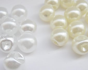 12mm Ivory or White Pearl Sewing Buttons (1/2") Sideways Shank Large Pearl Buttons for Bridal Wedding Gowns and Women's Clothing