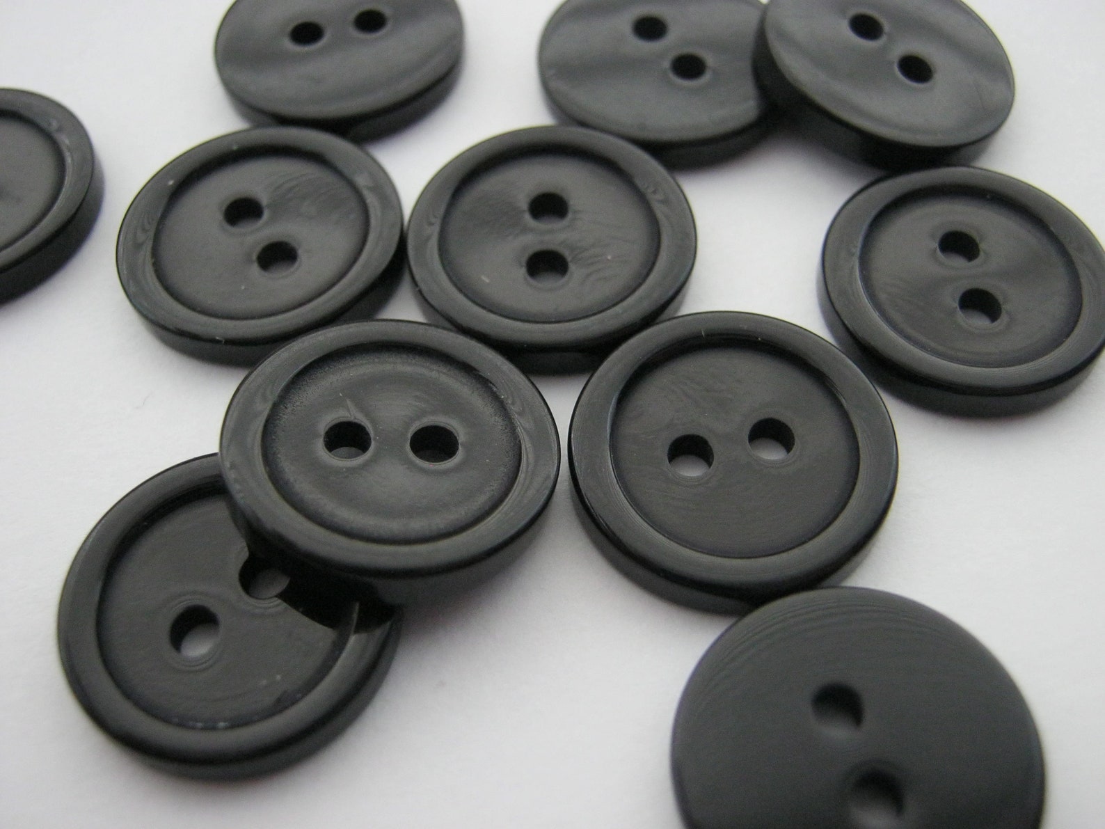 10 Black Sewing Buttons 15mm 5/8 Resin Black Shirt Etsy