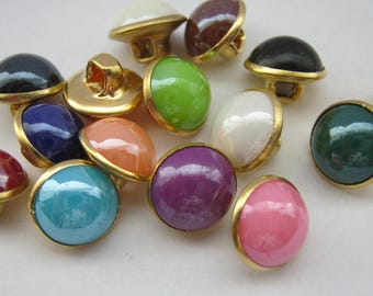 10 Faux Pearl Shank Sewing Buttons 10mm 3/8in Small Mushroom Gold Metal Shank Pearl Buttons for Blouses and Dresses