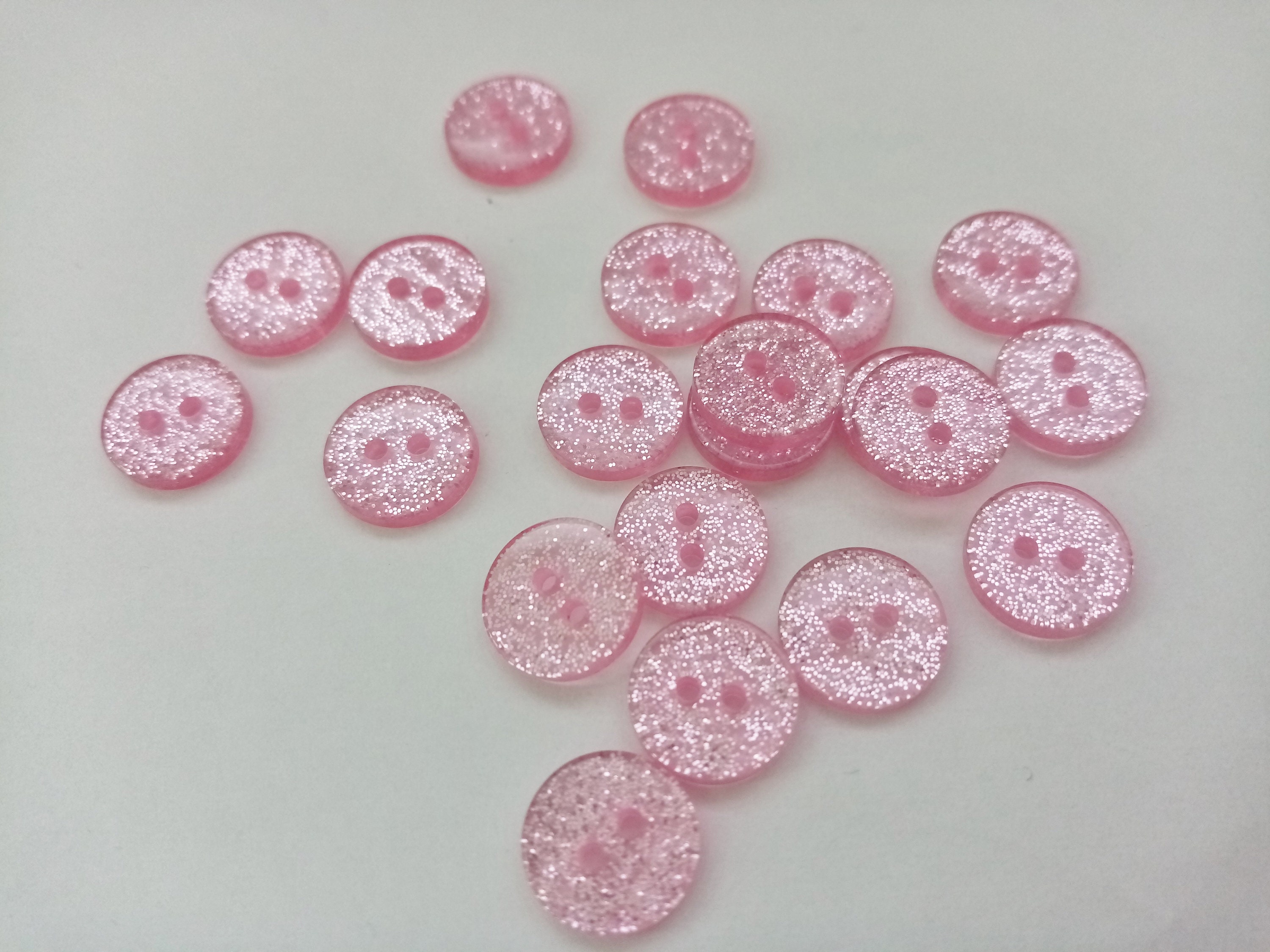 10 Pink Glitter Sewing Buttons 15mm 5/8in Pink Sparkly Buttons -  UK