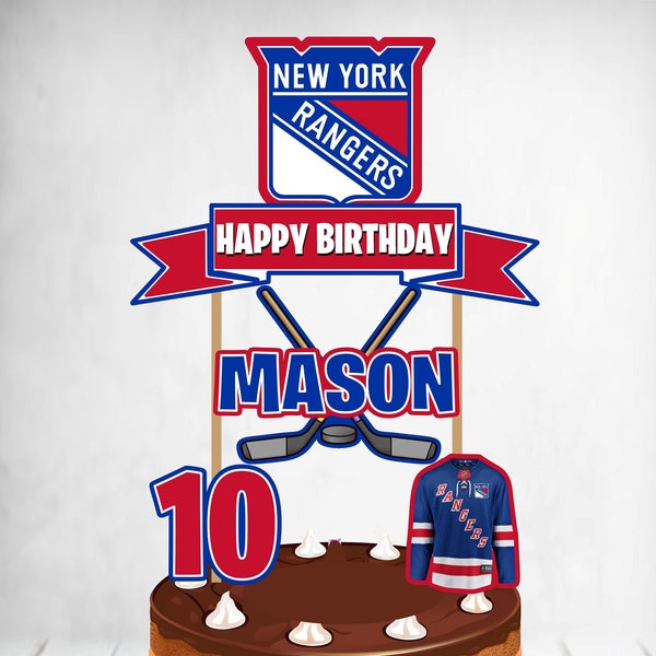 New York Rangers, New York Rangers Cake Topper, Rangers Banner, Rangers Party Decor, Rangers Party Supplies, Rangers Birthday Topper