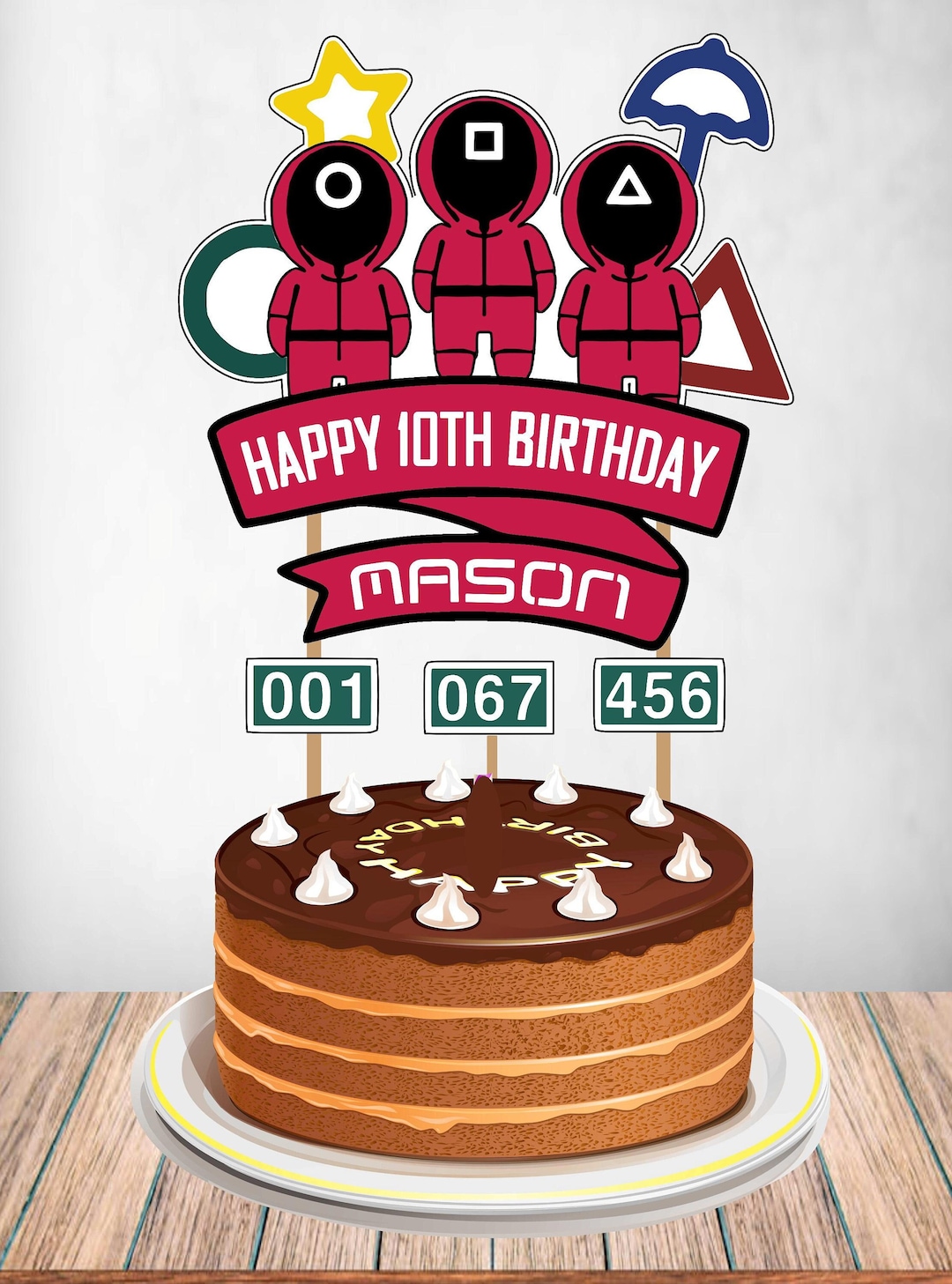Squid Game, Squid Game Cake Topper, Squid Game Banner, Squid Game Party