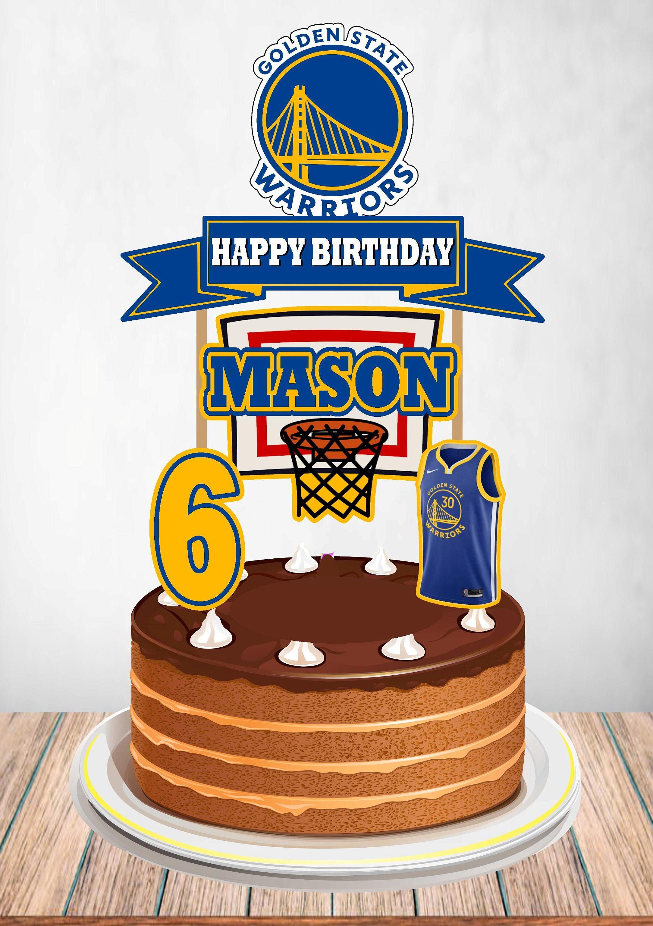 NBA Basketball Cake – Golden state Warriors Cake- 1 tier – Pao's cakes