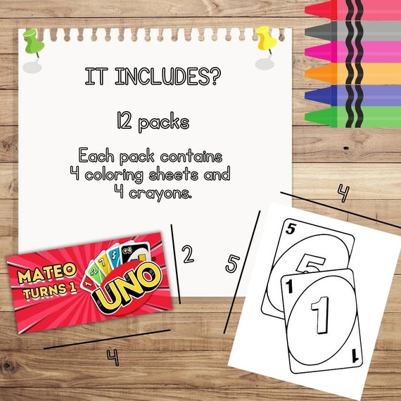 Uno Mini Coloring Pages and Crayons, Uno Birthday Party Favors, Uno Party  Supplies, Uno Coloring Book, Uno Birthday, Uno Decoration 