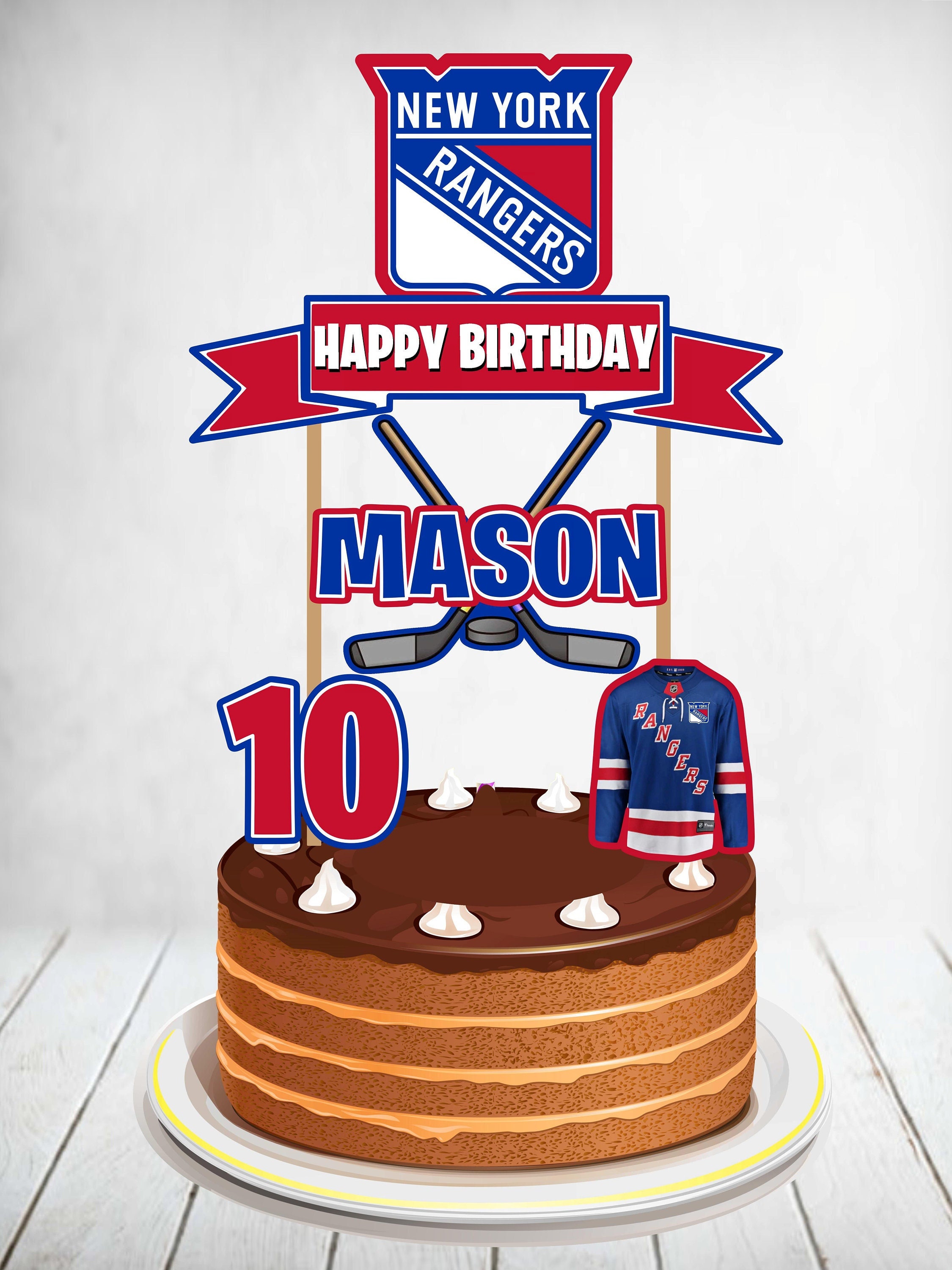 Rangers Personalized Cake Topper 1/4 8.5 x 11.5 Inches Birthday Cake Topper