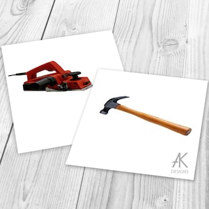 Downloadable Montessori Simple Nomenclature Cards names of the Tools set of 6 cards, Language Educational Material for Children